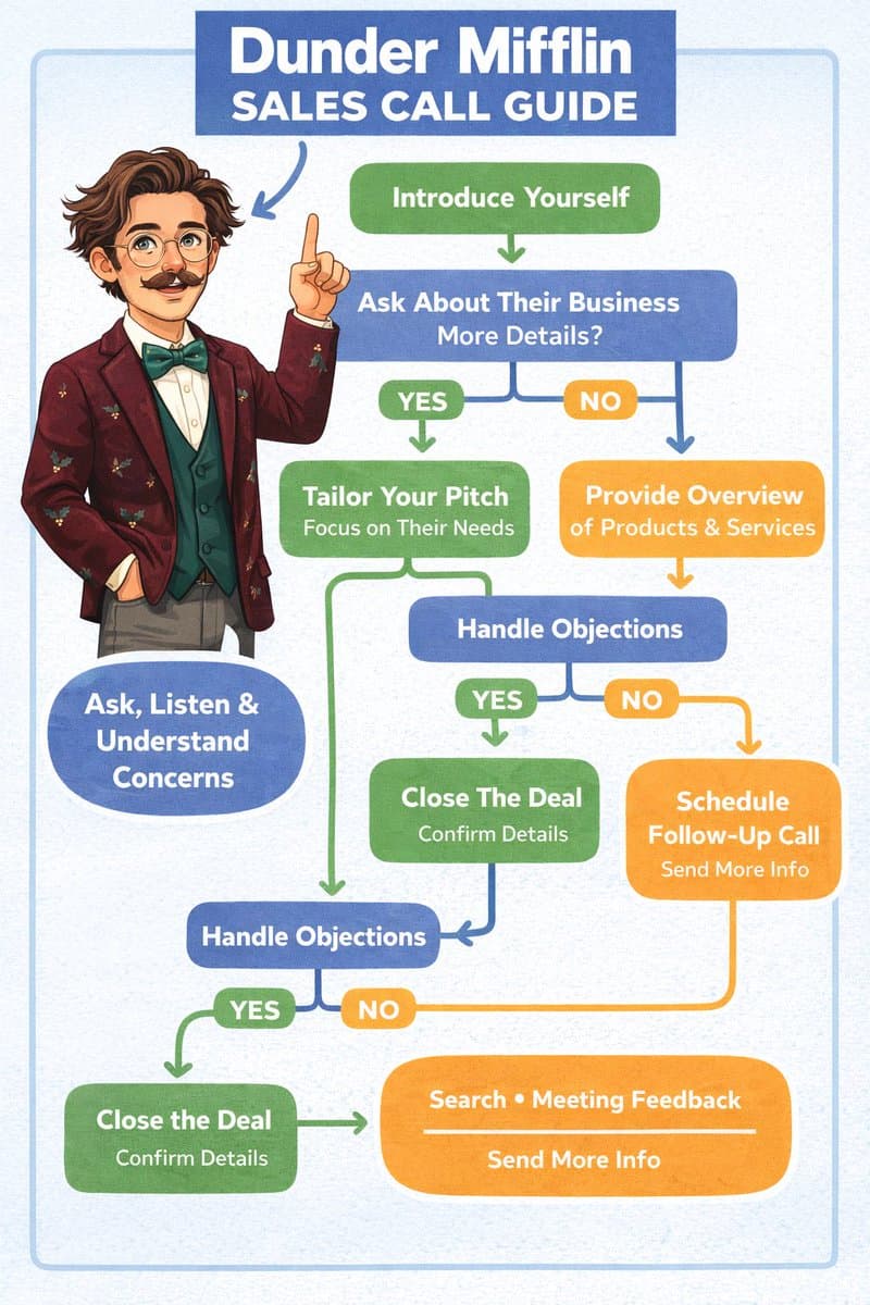 Die vom Büro inspirierte Verkaufs-Flussdiagramm-Infografik