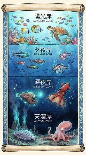 日式動漫風格深海生物海報 - 1