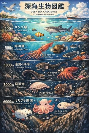 日式動漫風格深海生物海報 - 2