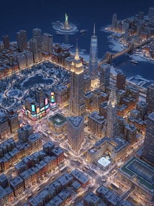 ニューヨークのアイソメトリックなミニチュア 3D カートゥーン シーン - 2