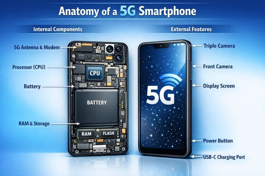 5G Akıllı Telefon Bilgilendirme Grafiği İstemleri