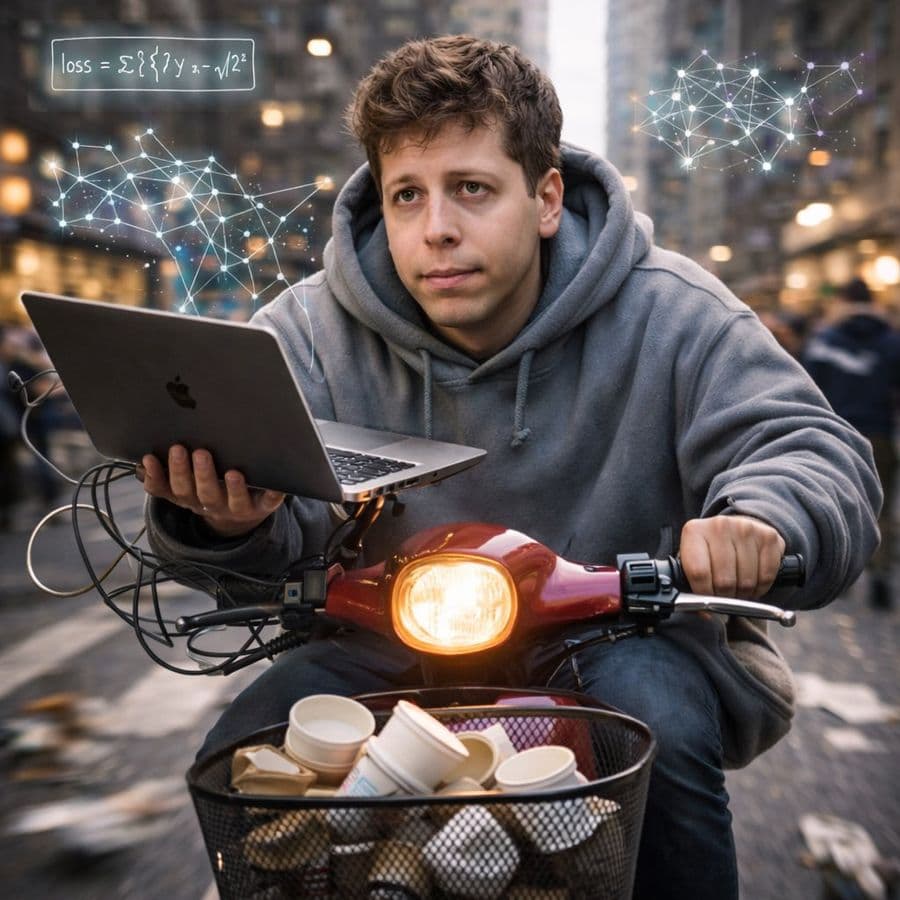 พรอมต์สร้างภาพเสมือนจริง Sam Altman ขี่ Scooty