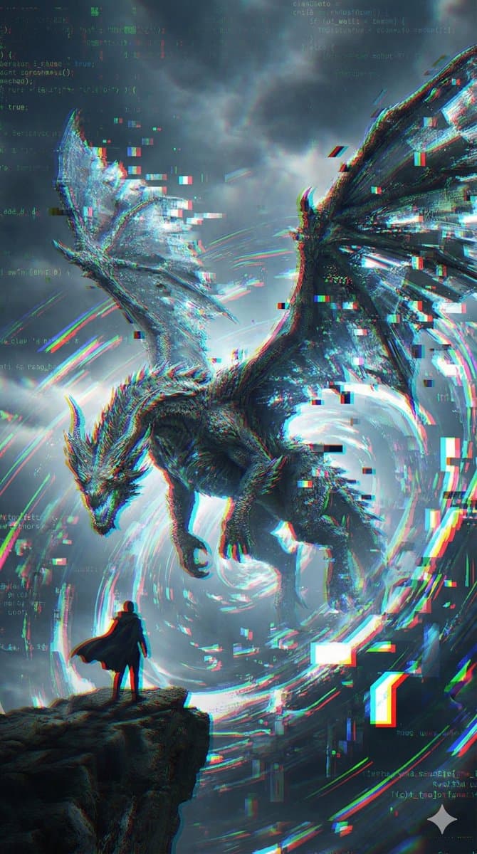Glitch Storm Dragon Prompt
