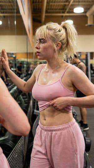 Prompt de Selfie de Espejo de Gimnasio Ultra Fotorrealista (Estilo Billie Eilish) - 1