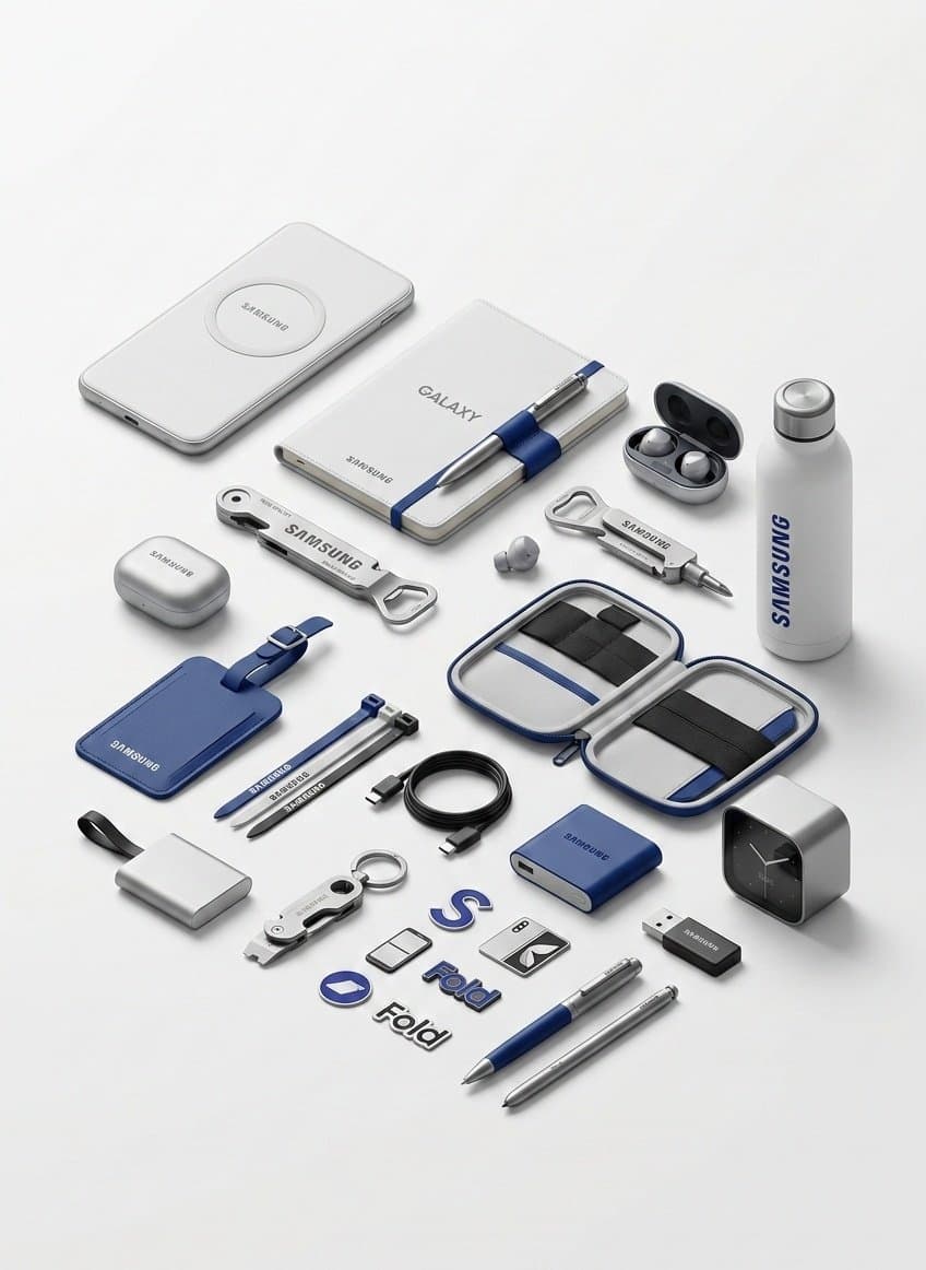 Colección Cápsula de Artículos Promocionales Premium (Perspectiva Knolling)