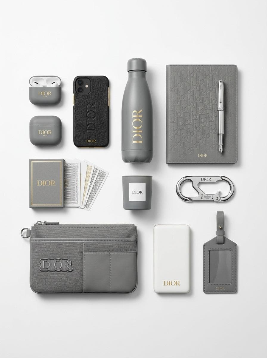 Colección Cápsula de Artículos Promocionales Premium (Perspectiva Knolling)