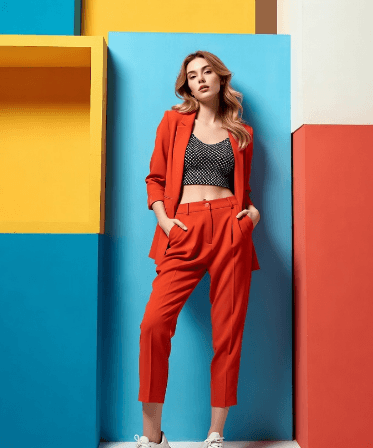 Editorial de moda con geometría abstracta