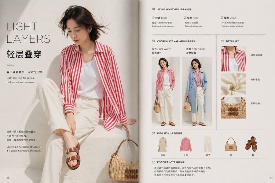 Tablero editorial de moda minimalista para primavera
