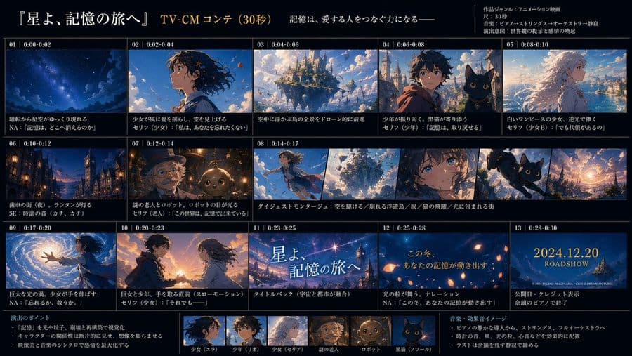 Hoja de Storyboard para Comercial de TV de Anime