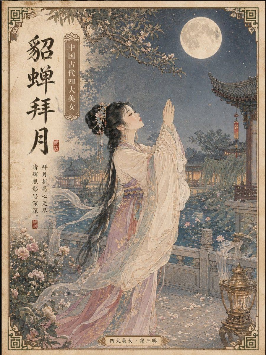 中国古代四大美女明信片提示词