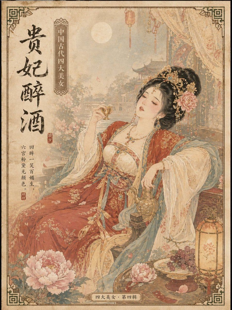 中国古代四大美女明信片提示词