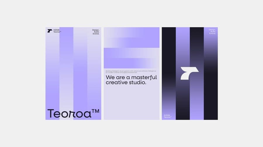 Minimalist Purple Brand Poster Triptych