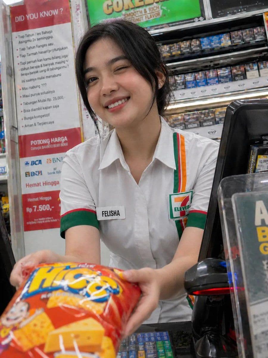 Candid Convenience Store Cashier