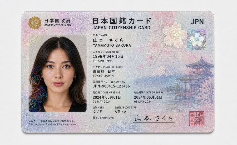 美国公民身份证件样机