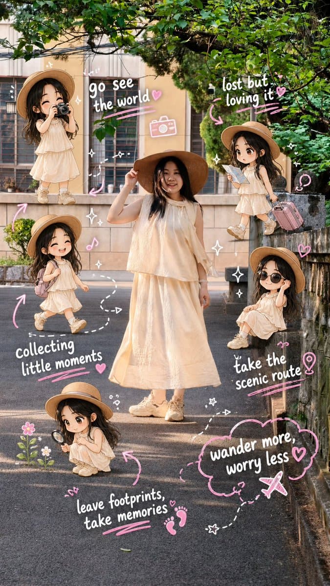 Travel Scrapbook Chibi Collage Creator