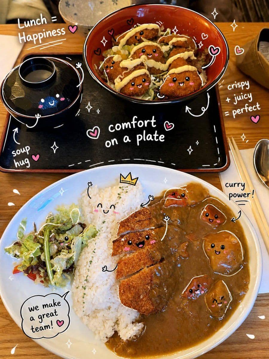Kawaii Doodle Food Photography