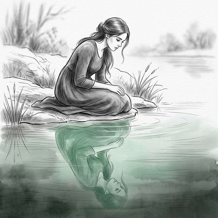 Arte Linear Isométrica de Mulher Zen