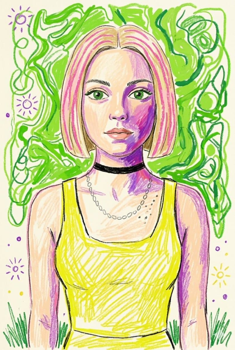 Retrato digital con boceto de neón