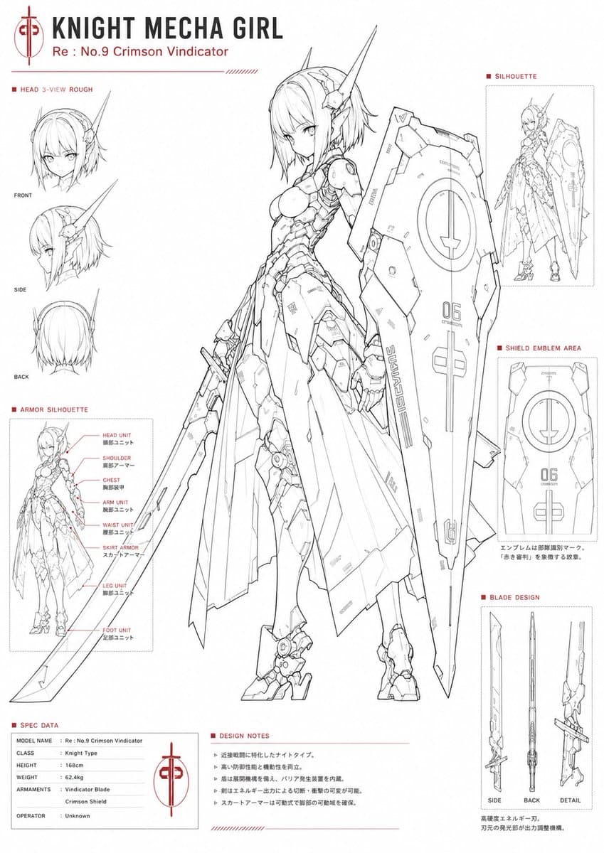 Estilo de kit de modelo de chica mecha caballero