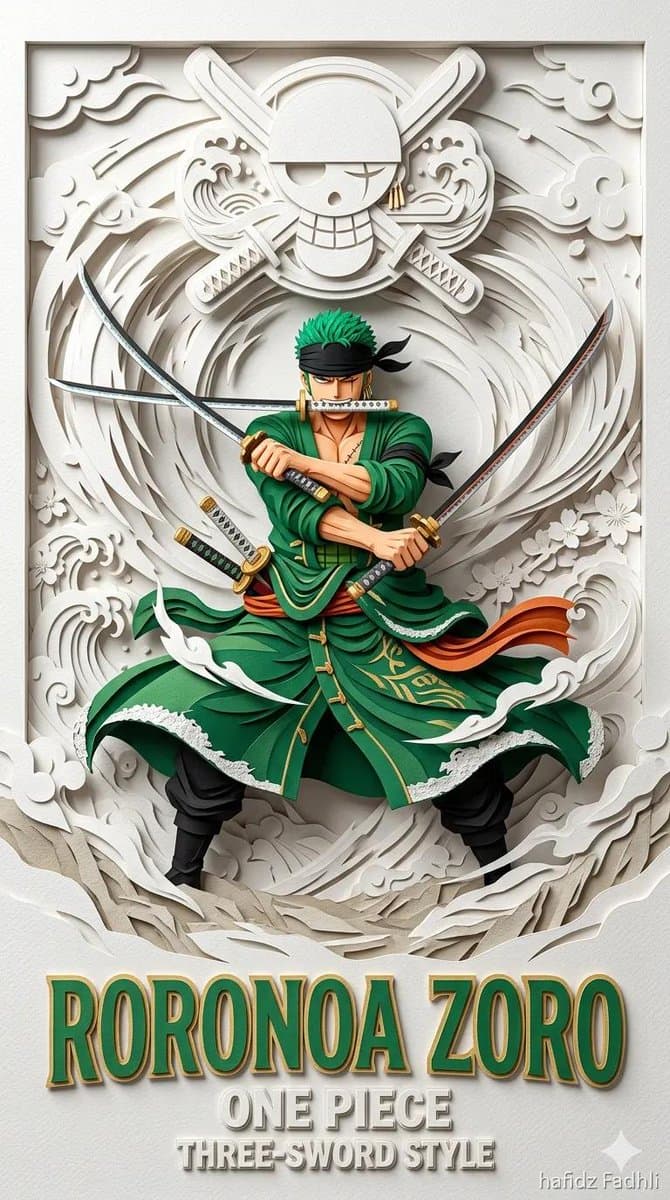 Pôster de Anime em Papercraft 3D