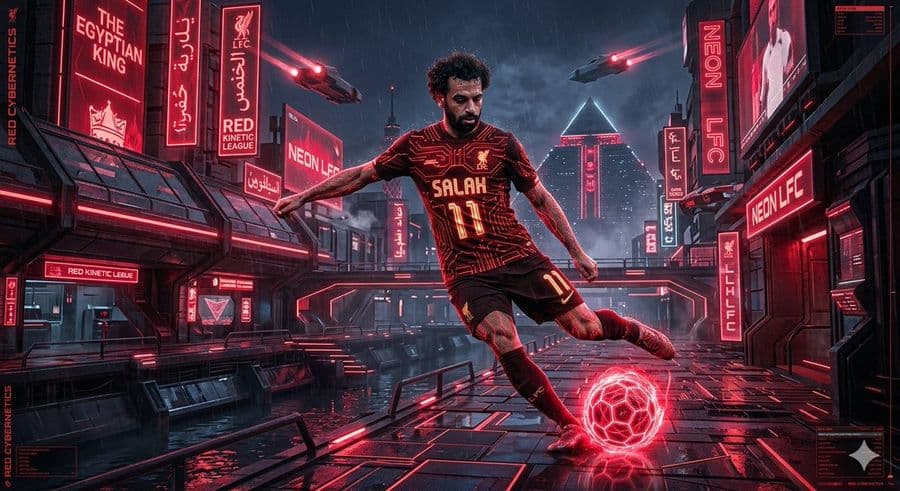 Scène de football futuriste cyberpunk