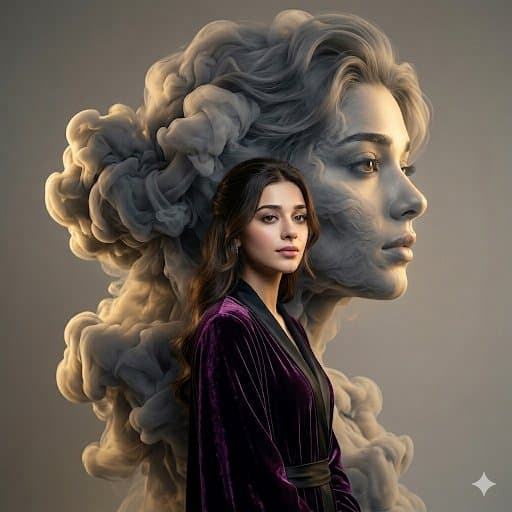 Portrait de mode avec silhouette de fumée