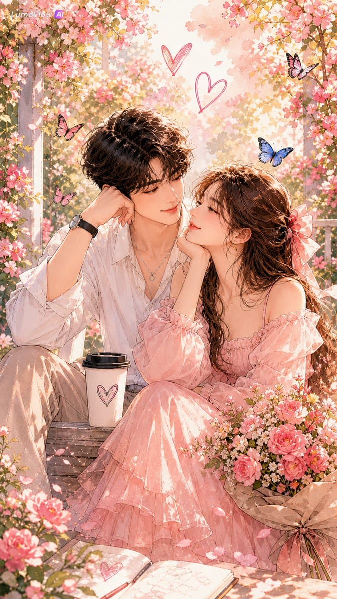 Watercolor Korean Couple Portrait