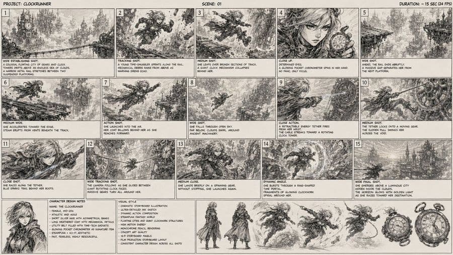 Clockrunner Steampunk Storyboard Sheet