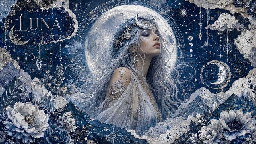 Mystical Lunar Goddess Collage