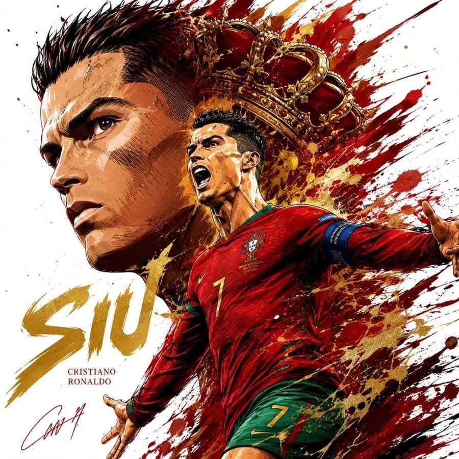 Dynamic Football Superstar Illustration
