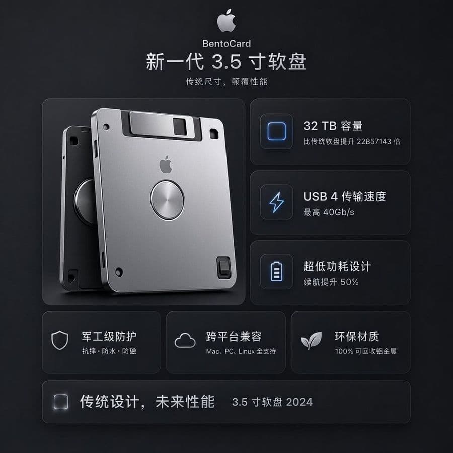 Futuristic BentoCard Floppy Ad