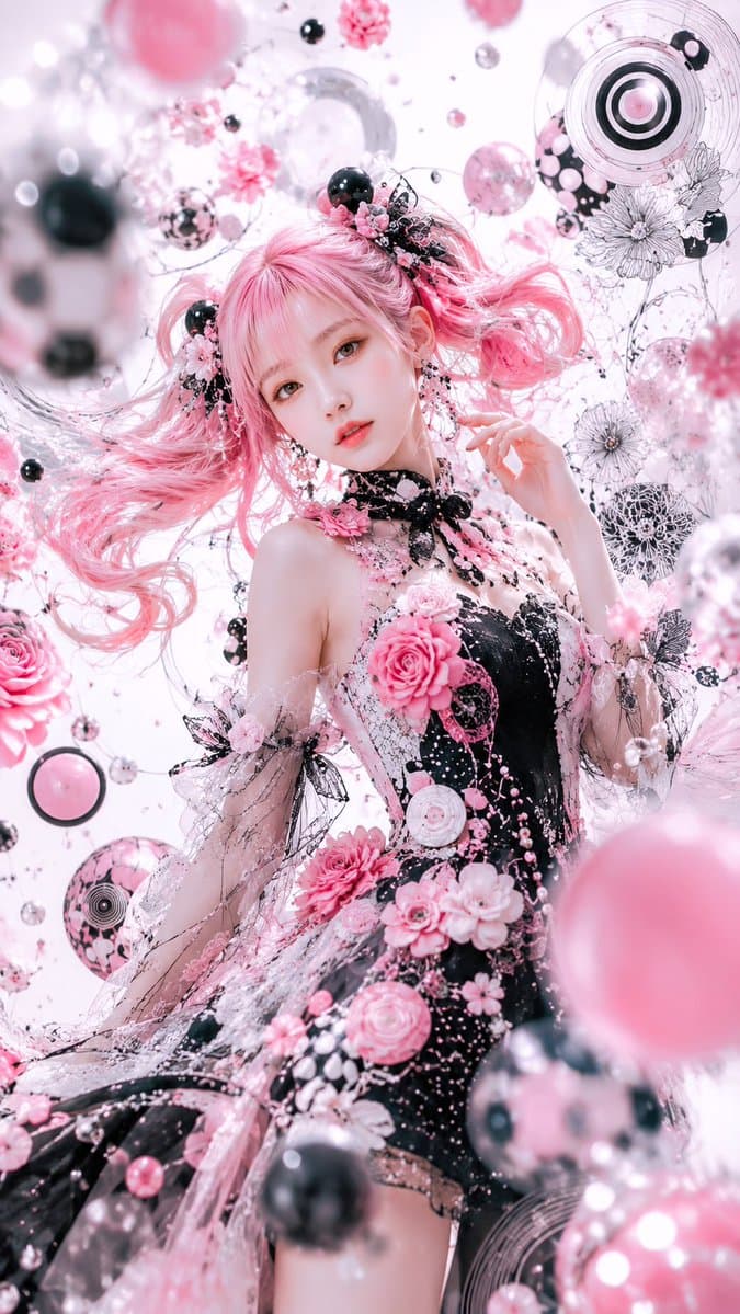 Pink Gothic Floral Fantasy Portrait