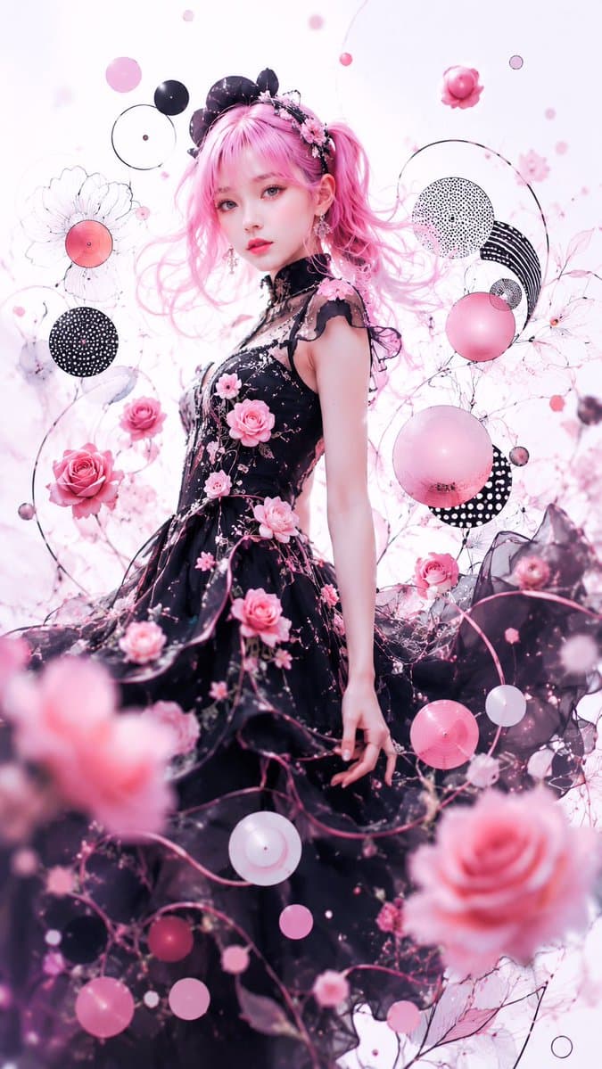 Pink Gothic Floral Fantasy Portrait