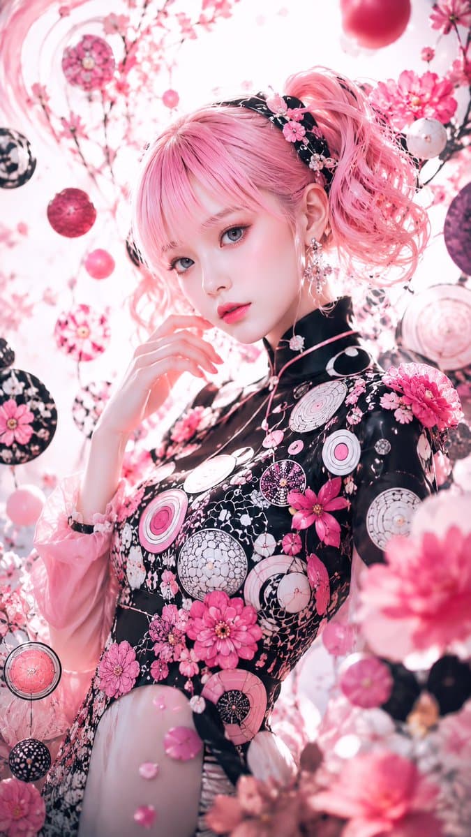 Pink Gothic Floral Fantasy Portrait
