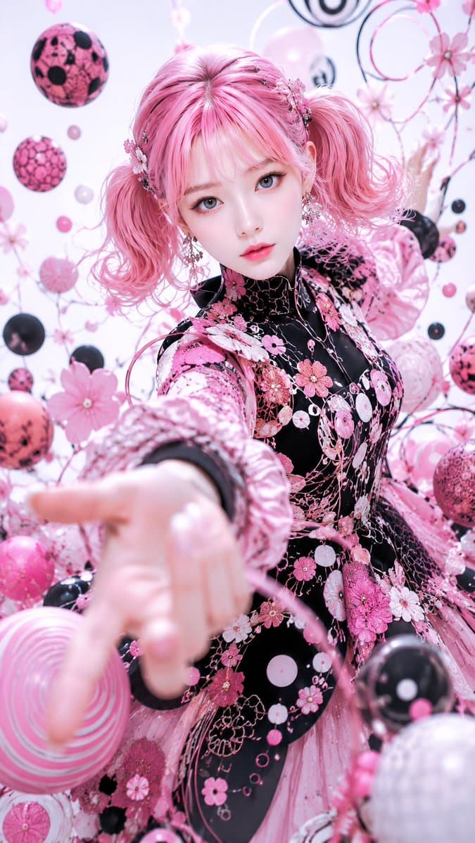 Pink Gothic Floral Fantasy Portrait