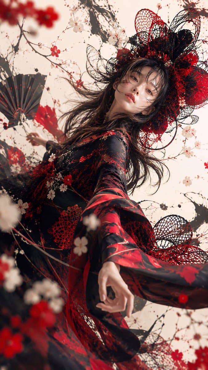 Gothic Kimono Ink Fashion Portrait
