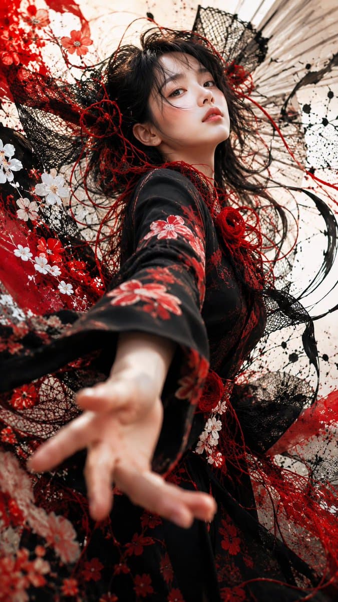 Gothic Kimono Ink Fashion Portrait