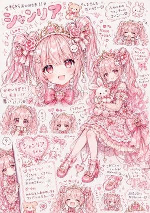 Pink Princess Idol Character Collage