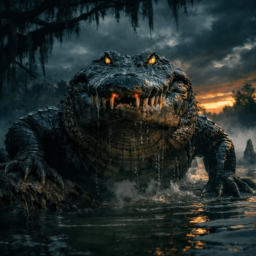 Foto de vida silvestre de un caimán en el pantano