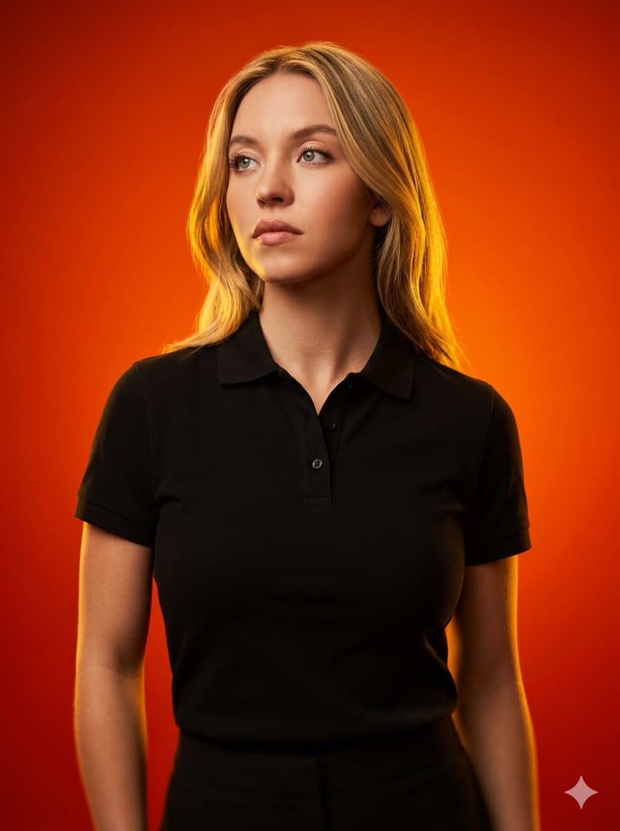 Studio portrait with fiery gradient background
