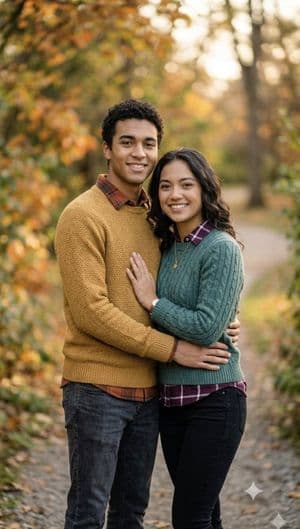 Autumn couple photoshoot in forest - 1