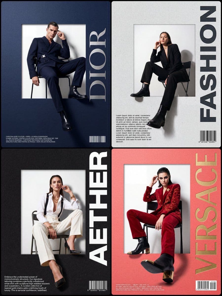Póster desplegable de editorial de moda