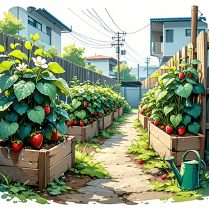 都会の庭園のアニメ風イラスト - 2