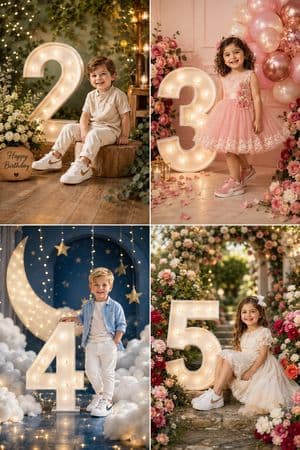 Temas de sesiones fotográficas de lujo para cumpleaños infantiles