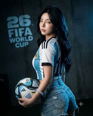 ภาพพอร์ตเทรตหญิงสาวชาวเอเชียต้อนรับฟุตบอลโลก - 2