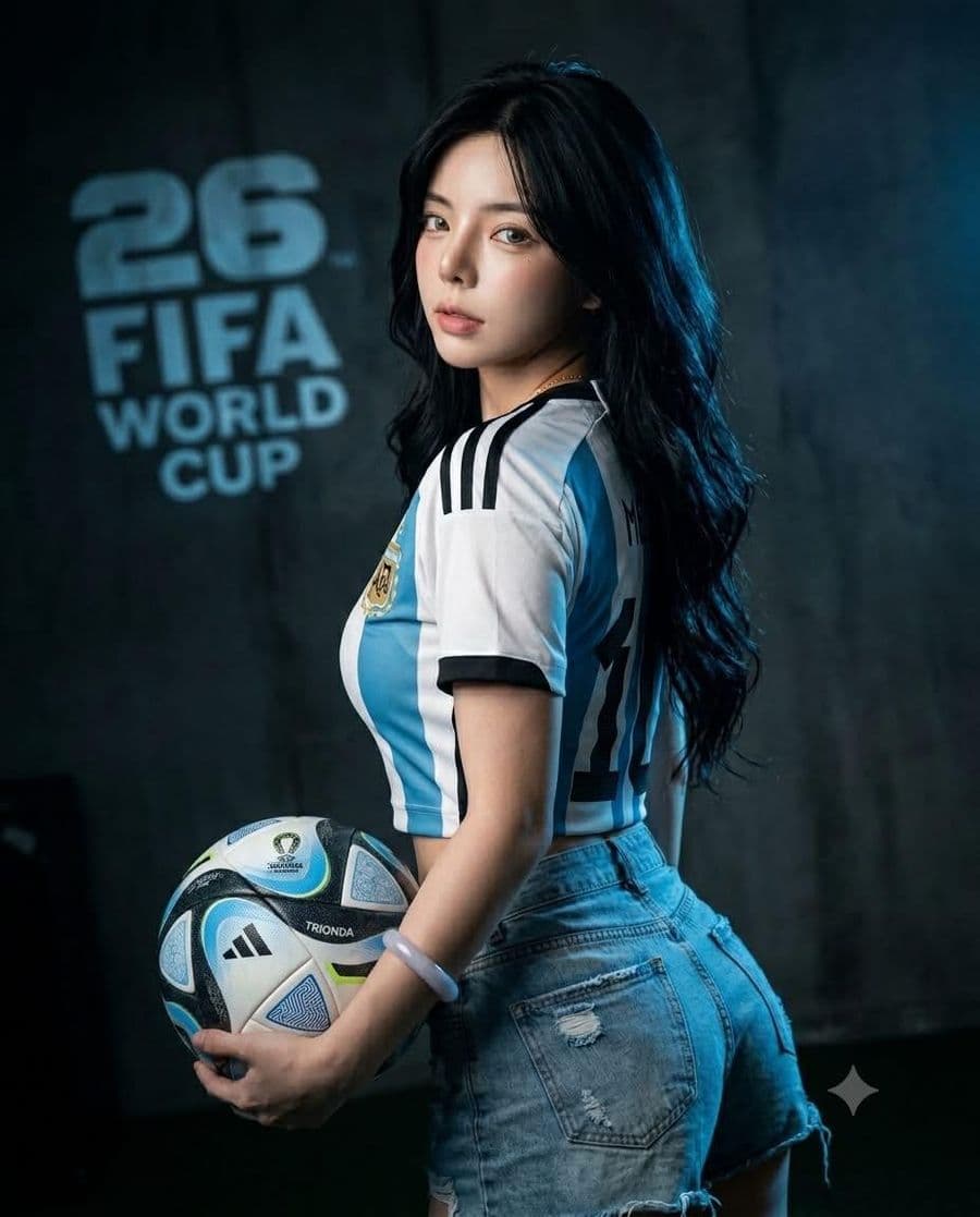 Retrato de mujer asiática para la Copa Mundial