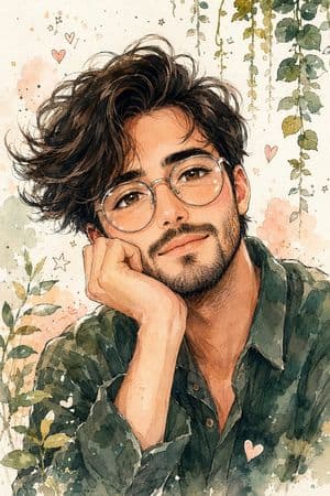 Watercolor Anime Male Portrait