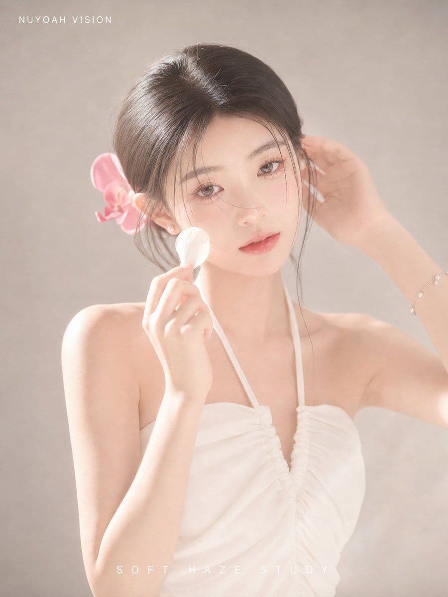 Soft Haze Orchid Studio Portrait