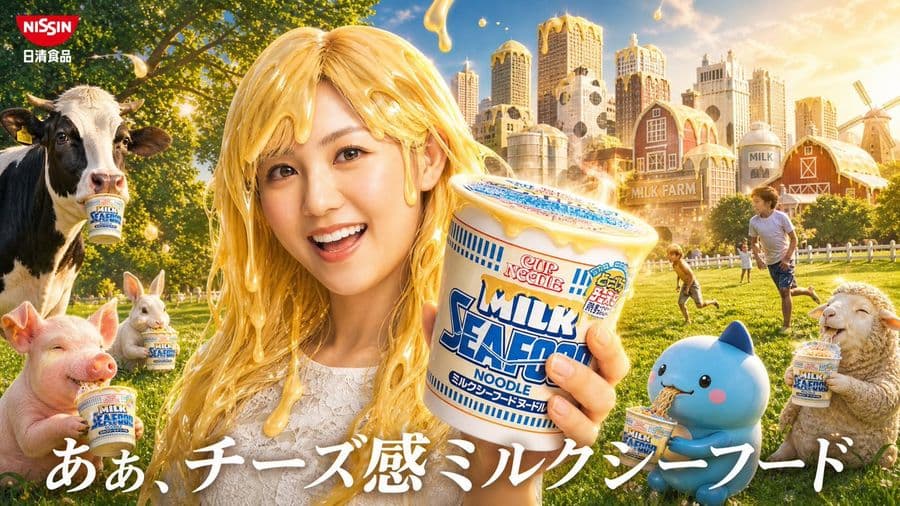 Surreal NISSIN Milk Seafood Ad