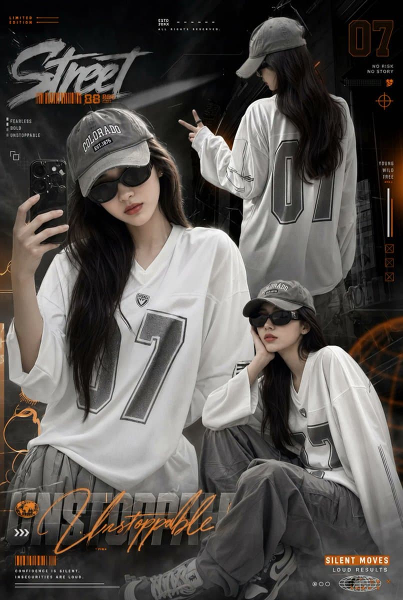 Collage de chica con estilo urbano (streetwear)